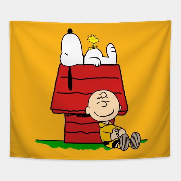 Snoopy Woodstock And Charlie Brown Take A Nap - Snoopy - Tapestry