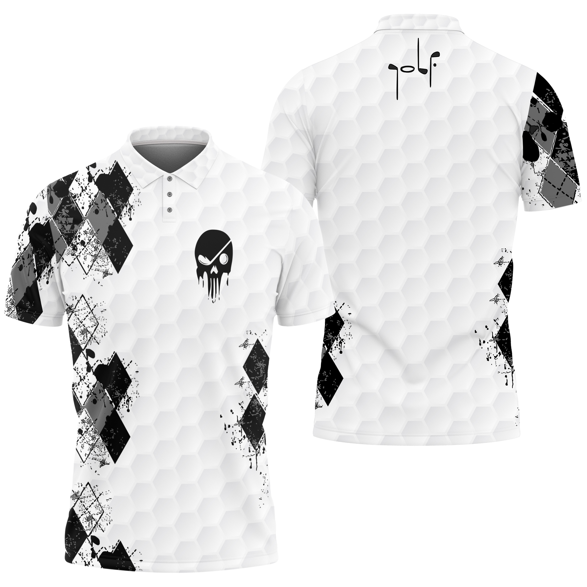 Polo Shirt Skull Golf