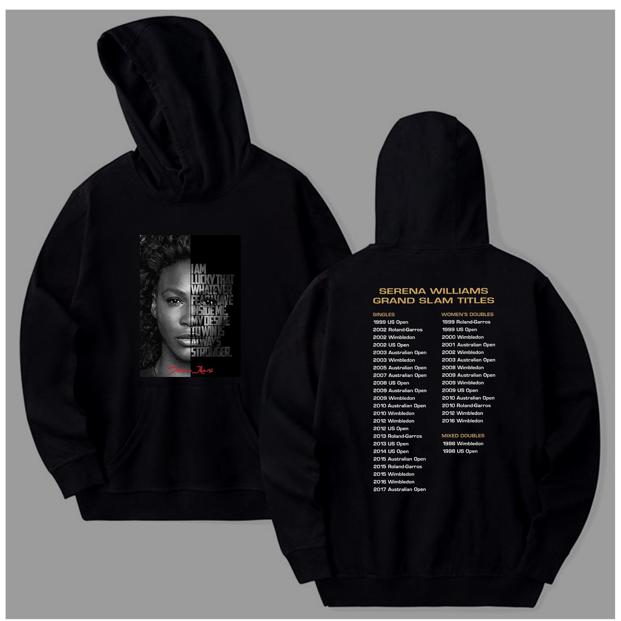 Serena Williams Goat 2022 Double Sided Hoodie
