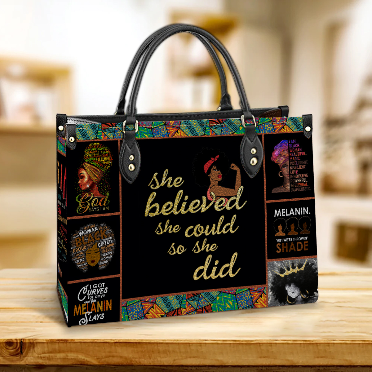 Black Women, Leather Bag She Believes