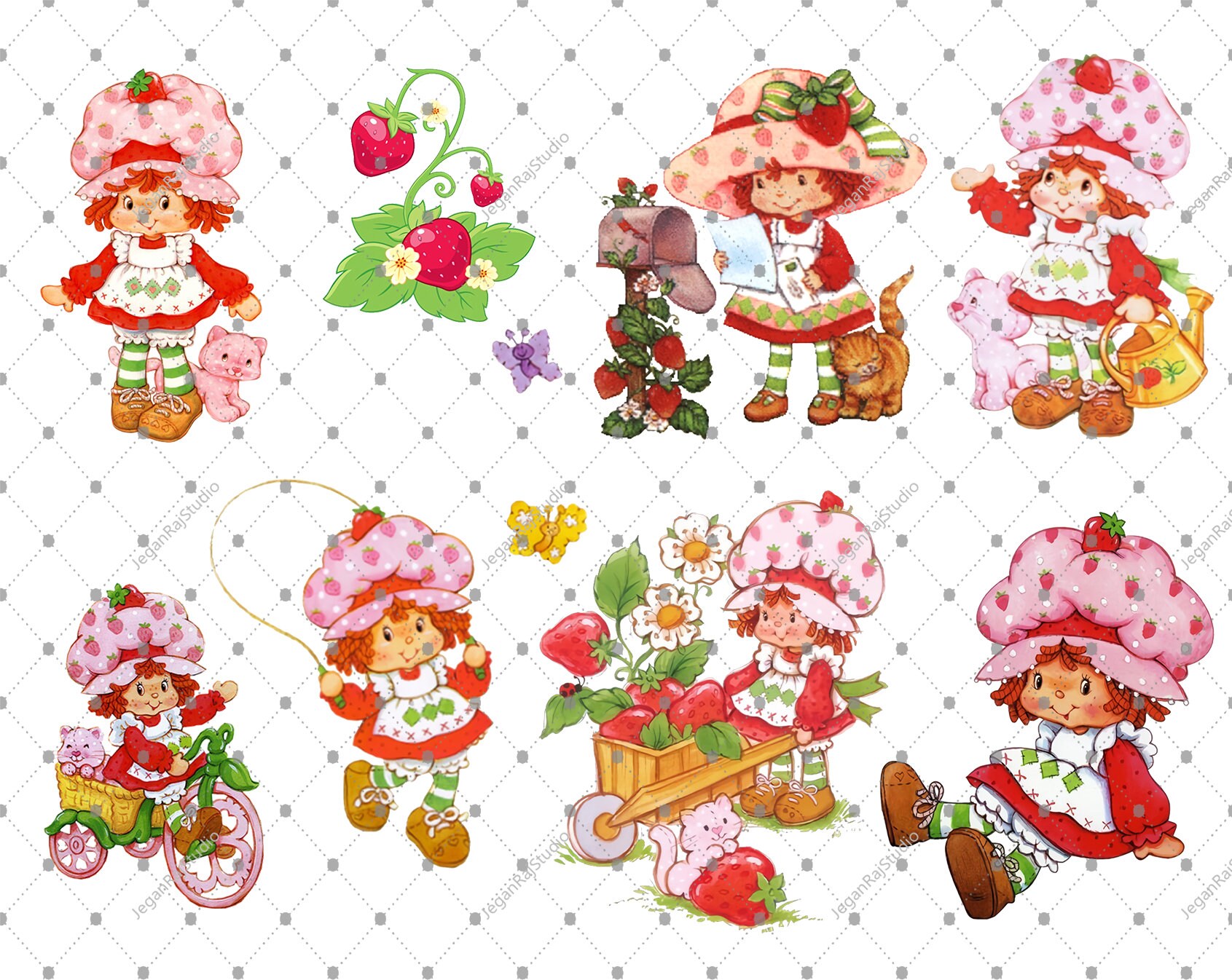 Strawberry Shortcake PNG Bundles, Classic Strawberry Shortcake, 80s