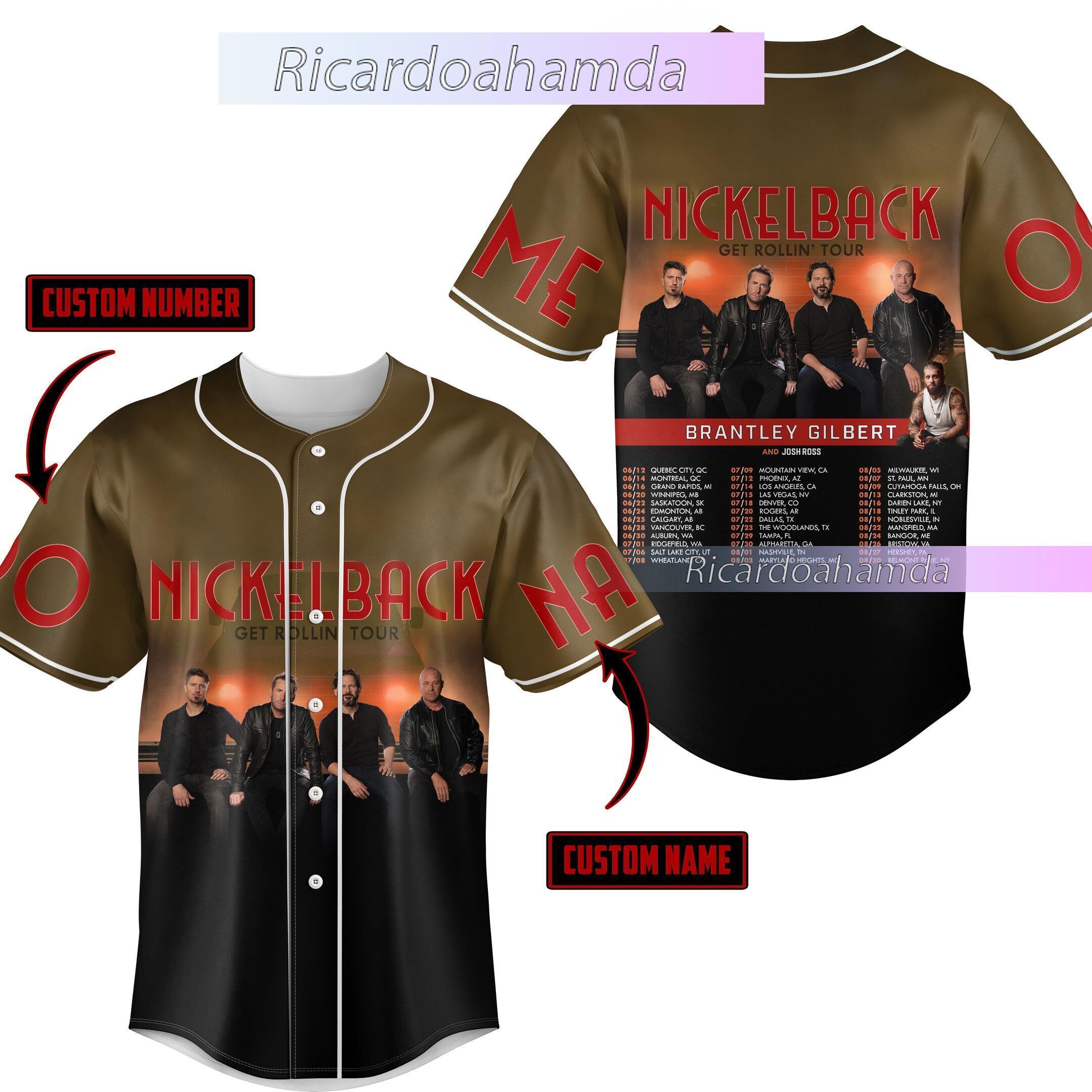 Custom Nickelback Band Baseball Jersey Shirt, Nickelback Get Rollin ...