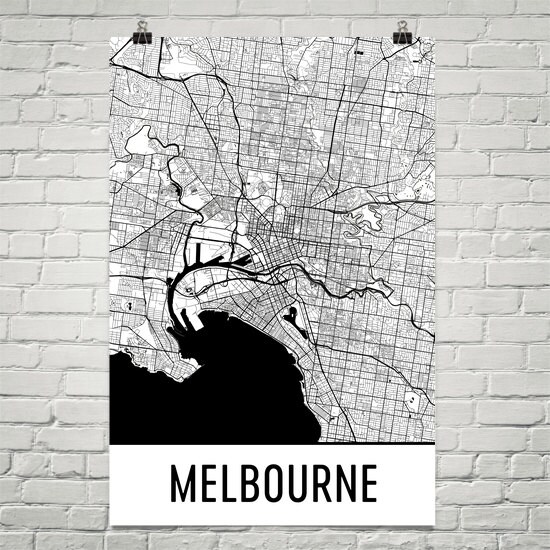 Melbourne Map, Melbourne Art, Melbourne Print, Melbourne Australia