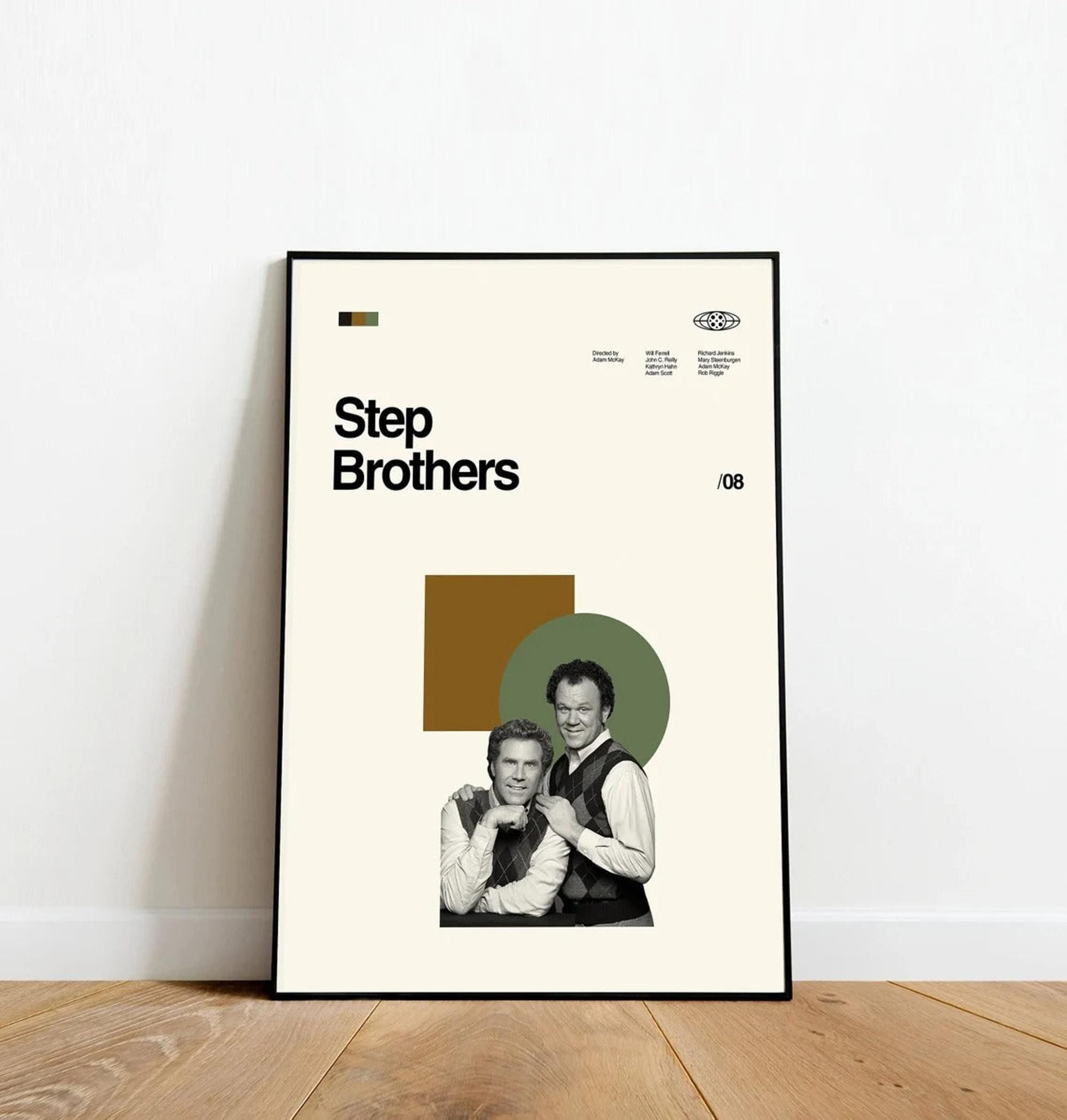 Mid Century Modern Step Brothers Posters, Retro Movie Minimalist Wall ...