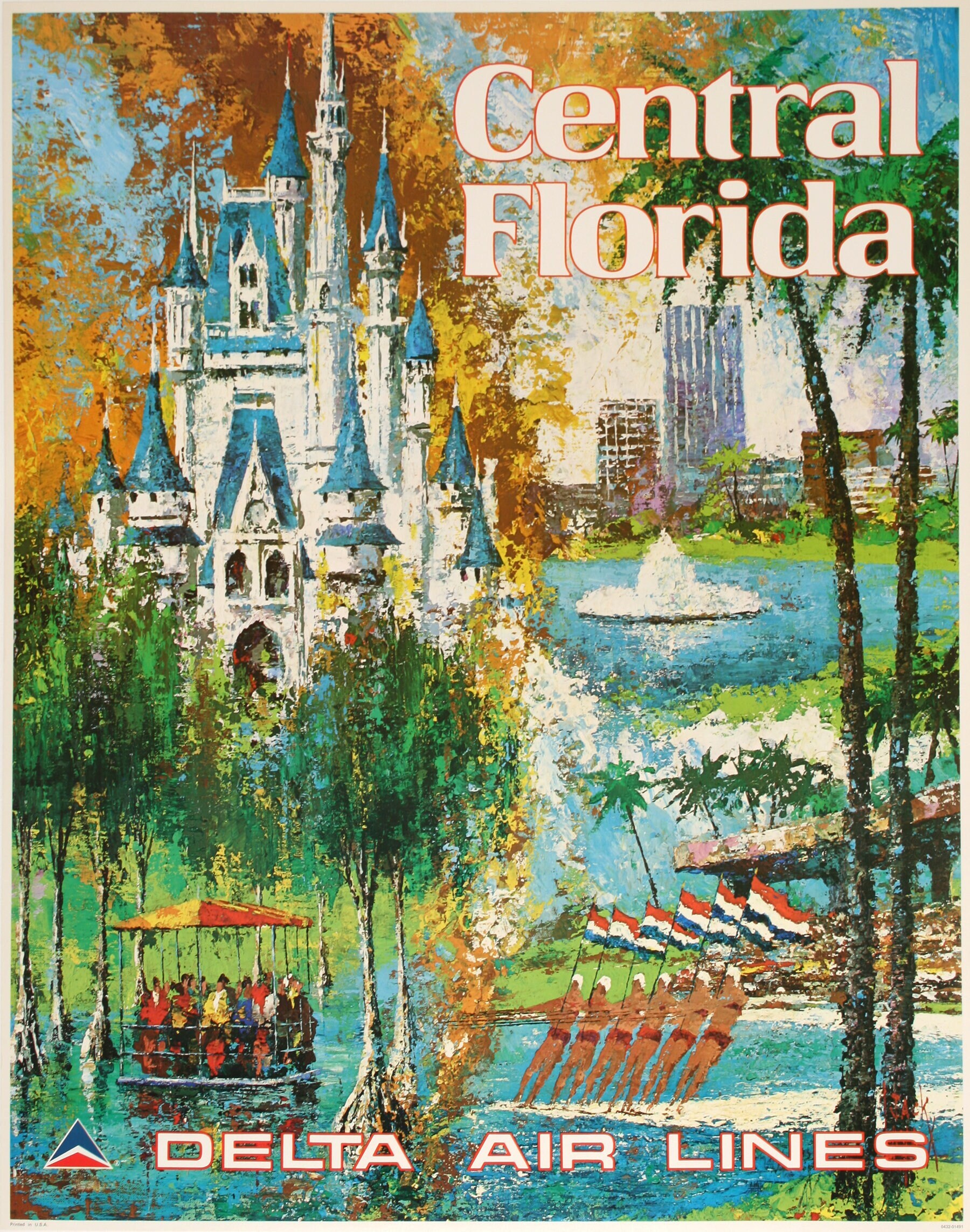 Original 1970 s Delta Air Lines Poster For Central Florida By Jack Laycox Original 1970 s delta air lines poster for central florida by jack laycox
