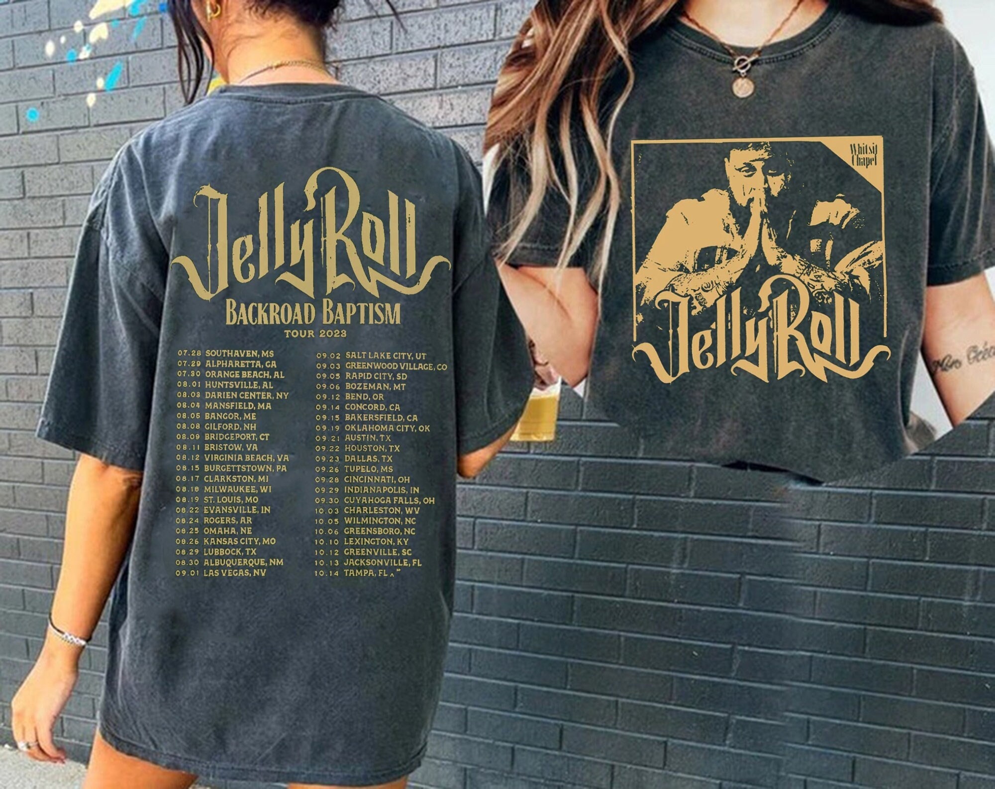 Jelly Roll 2023 Tour Shirt, Jelly Roll Backroad Baptism 2023 Tour Shirt ...