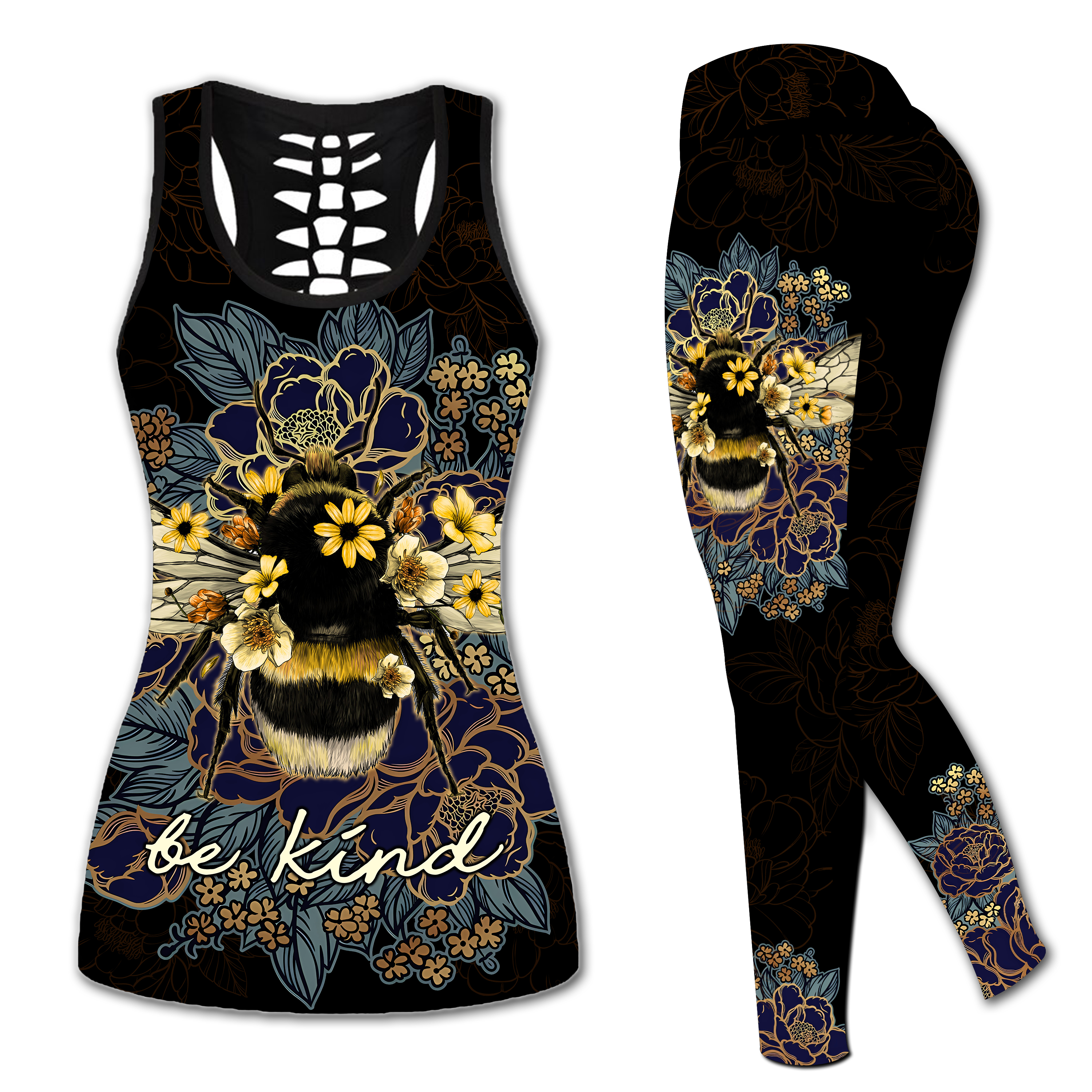 Gym Bee Hollow Tank Top Legging Sets