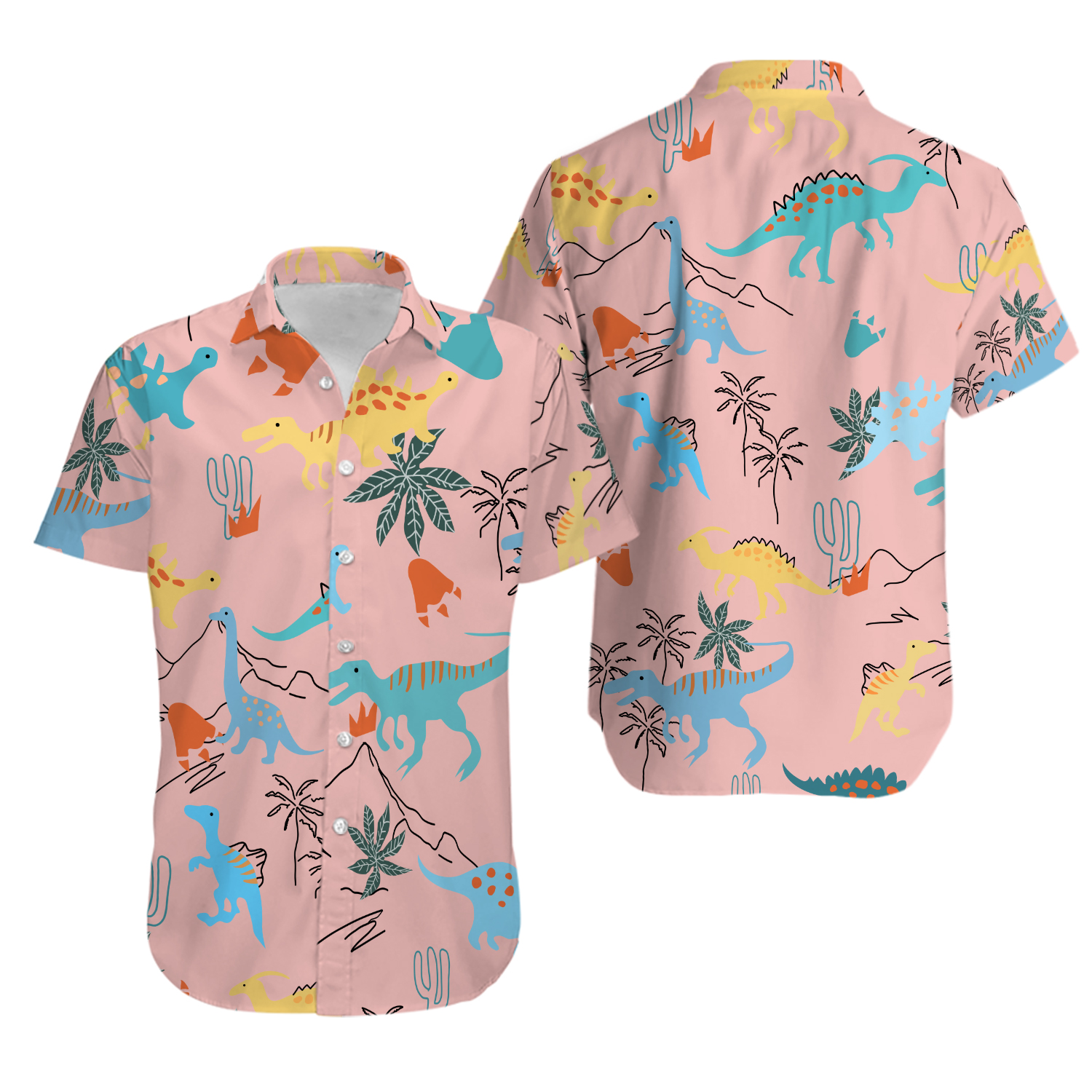 Color Dinosaur Hawaiian Shirt Designed & Sold By Diogo Pereira