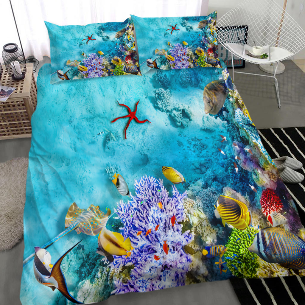Comforter Set Queen Blue Beach Bedding Set