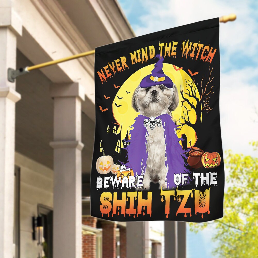 Personalized Dog Flag Sign - Gift Idea For Halloween/Dog Lover with up to 5 Dogs - Welcome To Our Haunted House