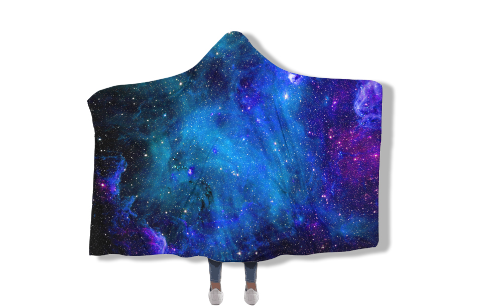 Stardust Nebula Galaxy Space Sherpa Microfleece Cape Hooded Blanket