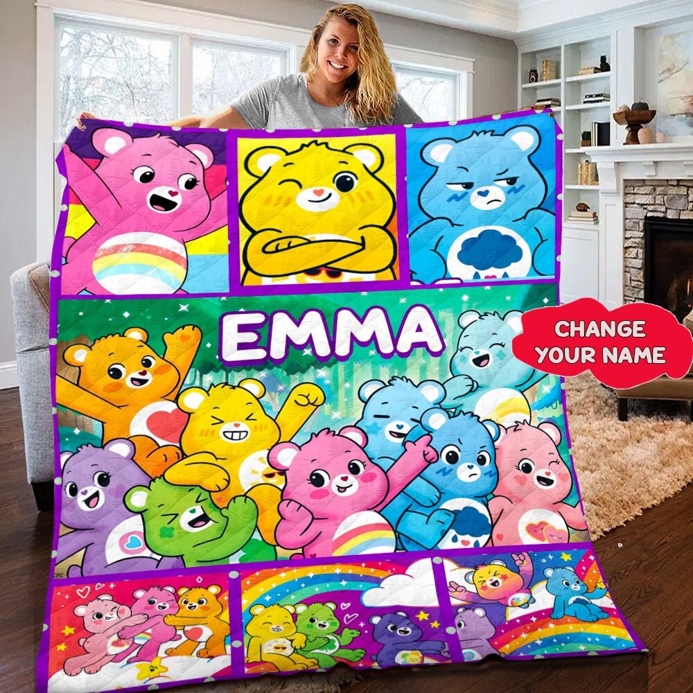 Personalized Care Bears Blanket, Care Bears Fleece Blanket Designed