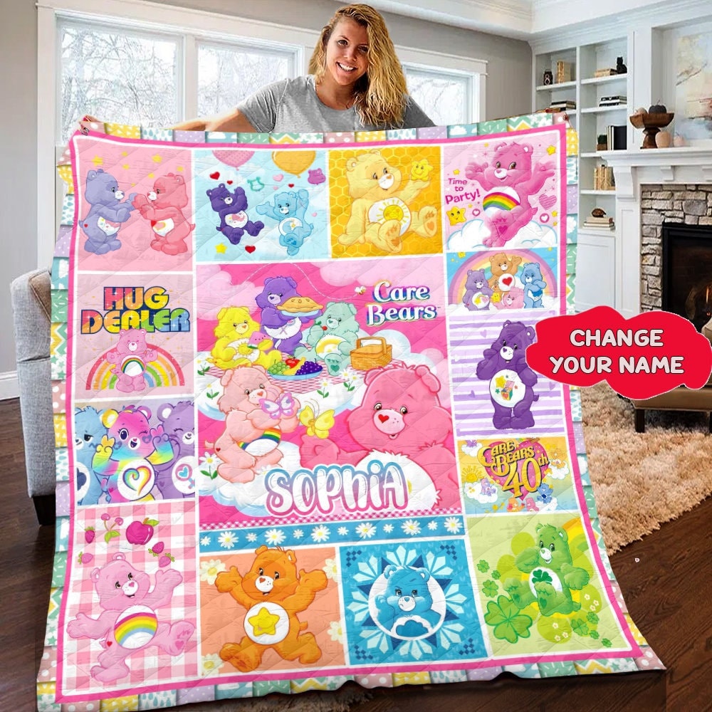 Personalized Care Bears Blanket, Care Bears Fleece Blanket Designed