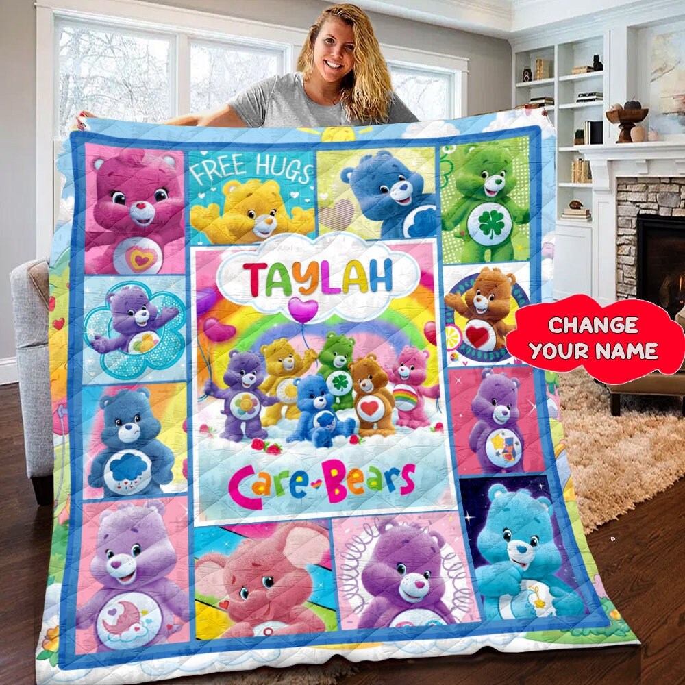 Personalized Care Bears Blanket, Care Bears Fleece Blanket Designed