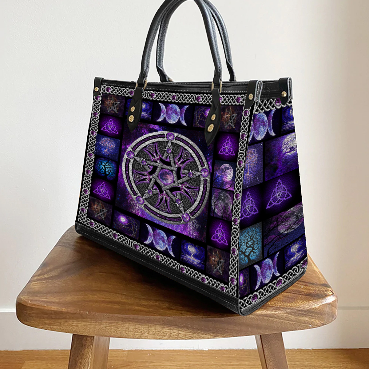 Circle Star Handbag , Leather Bag Circle Star