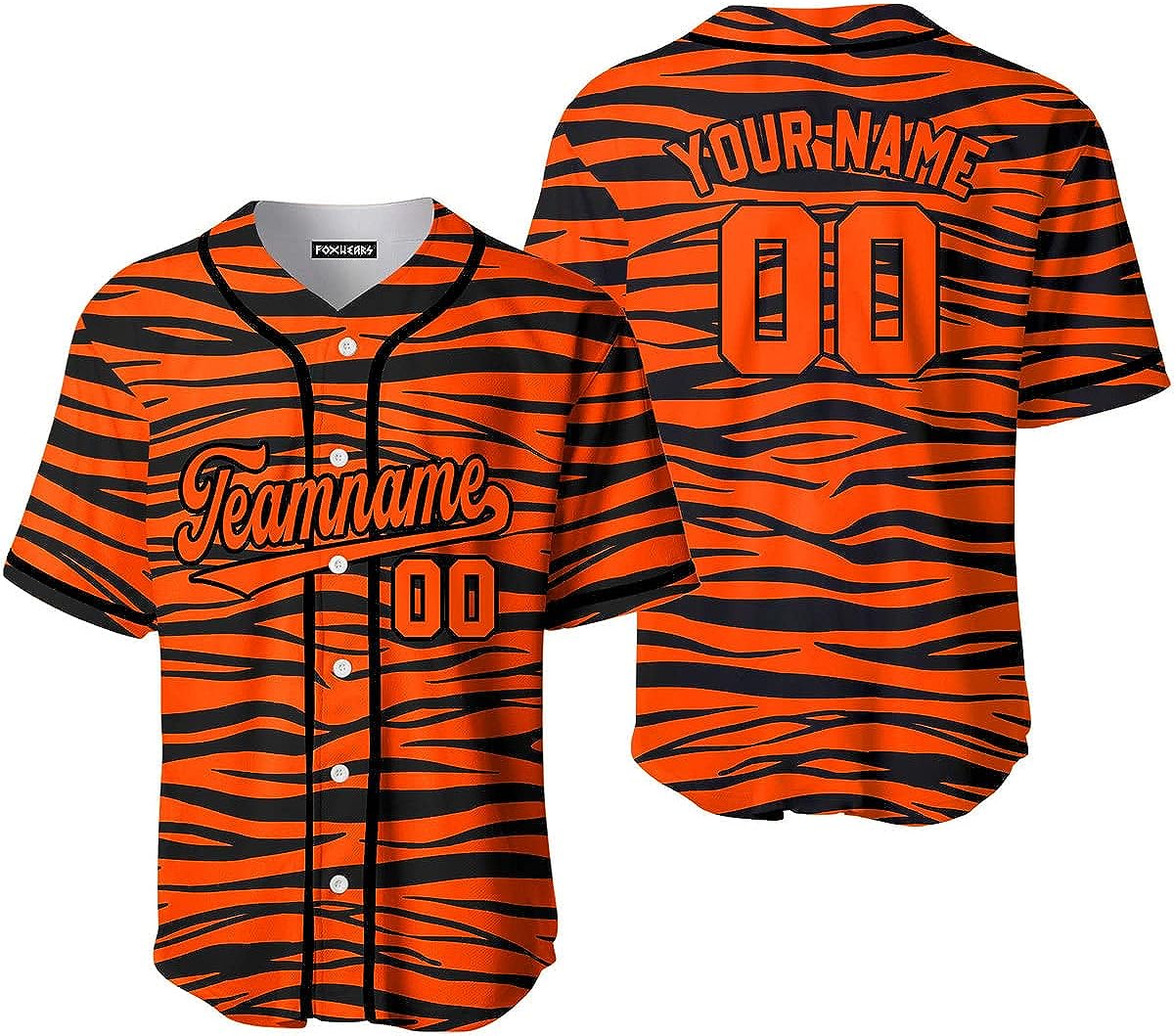 Discover Custom Tiger Skin Orange Black Baseball Jersey for Men,Personalized Tiger Baseball Jersey