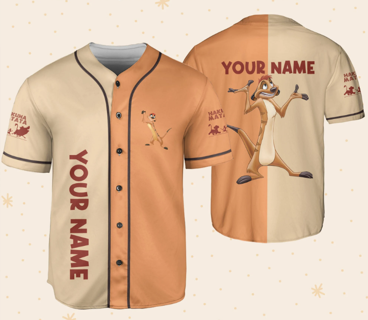 Personalized The Lion King Timon Half And Half Baseball Jersey Designed