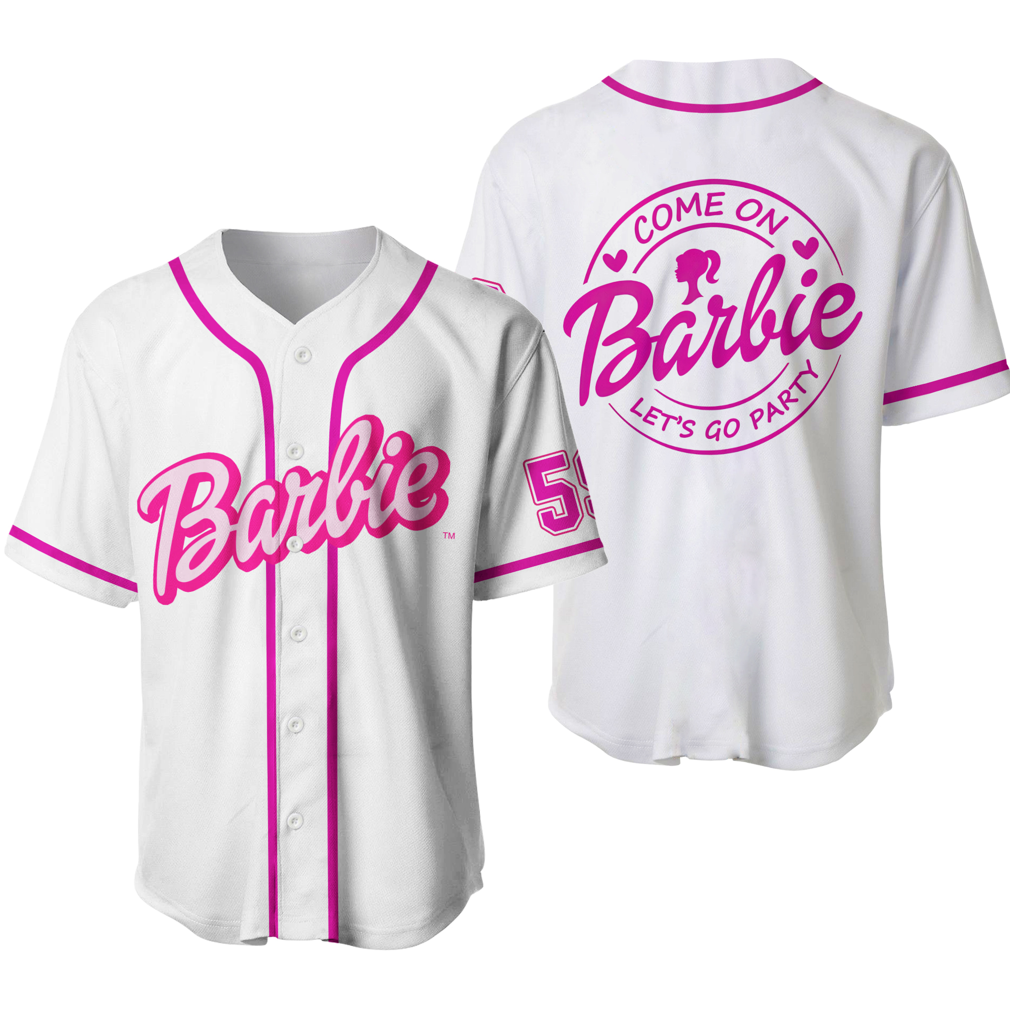 Discover Barbie Baseball Jersey Shirt, Come On Let's Go Party Baseball Jersey