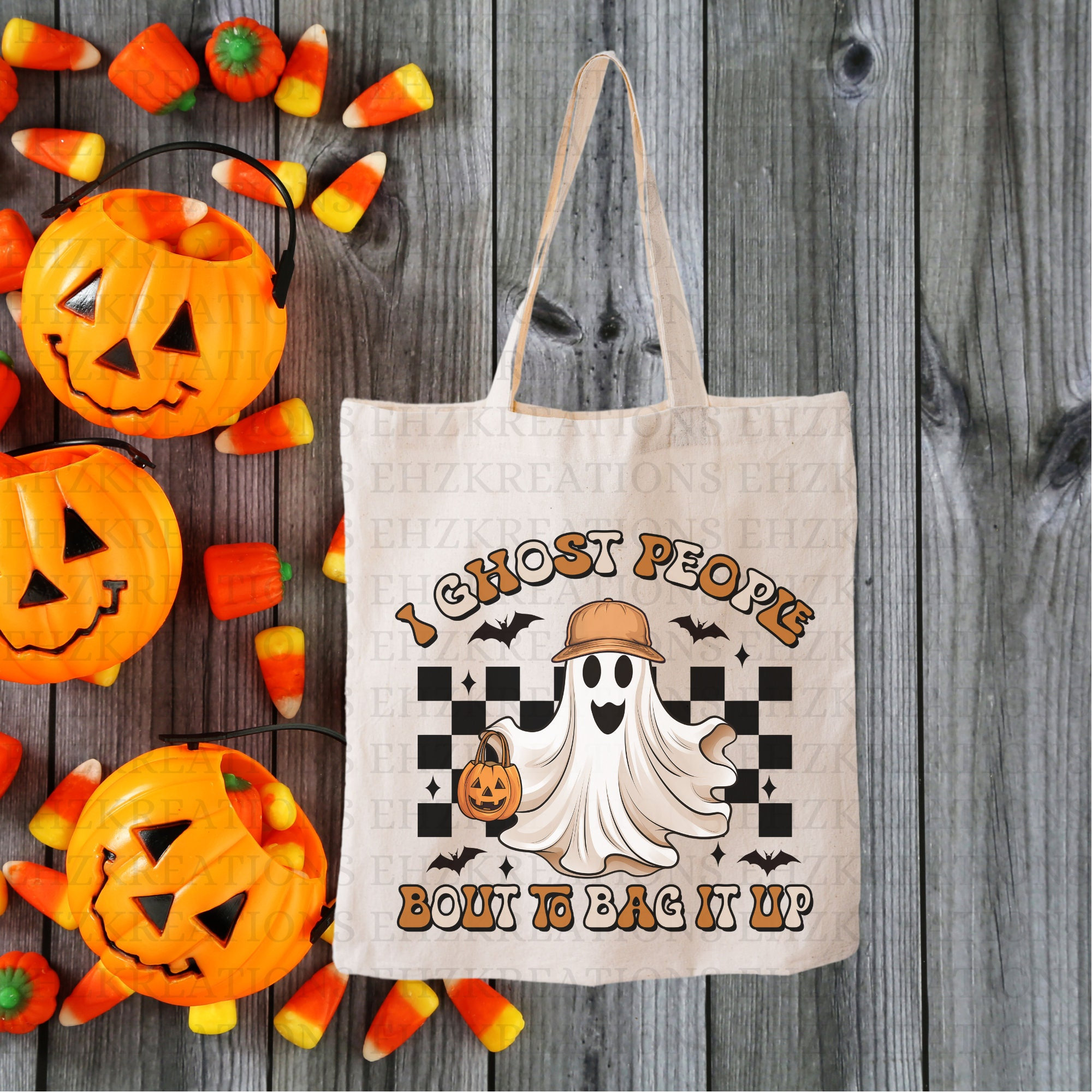 Halloween Tote Bag, Halloween Treat Bag, Halloween Gift Bag, Canvas