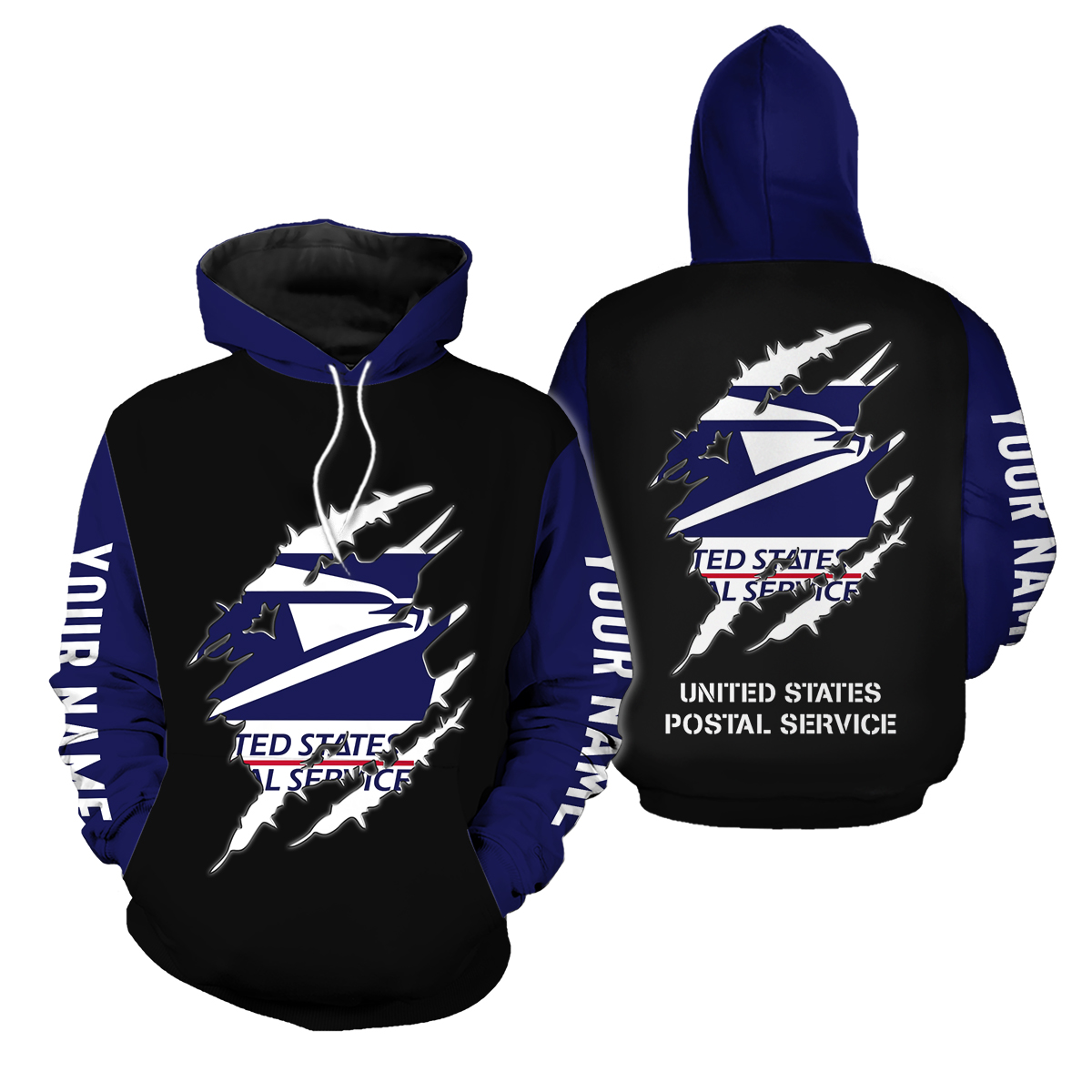 3d Printed Men's Postal Service Blu Hoodie
