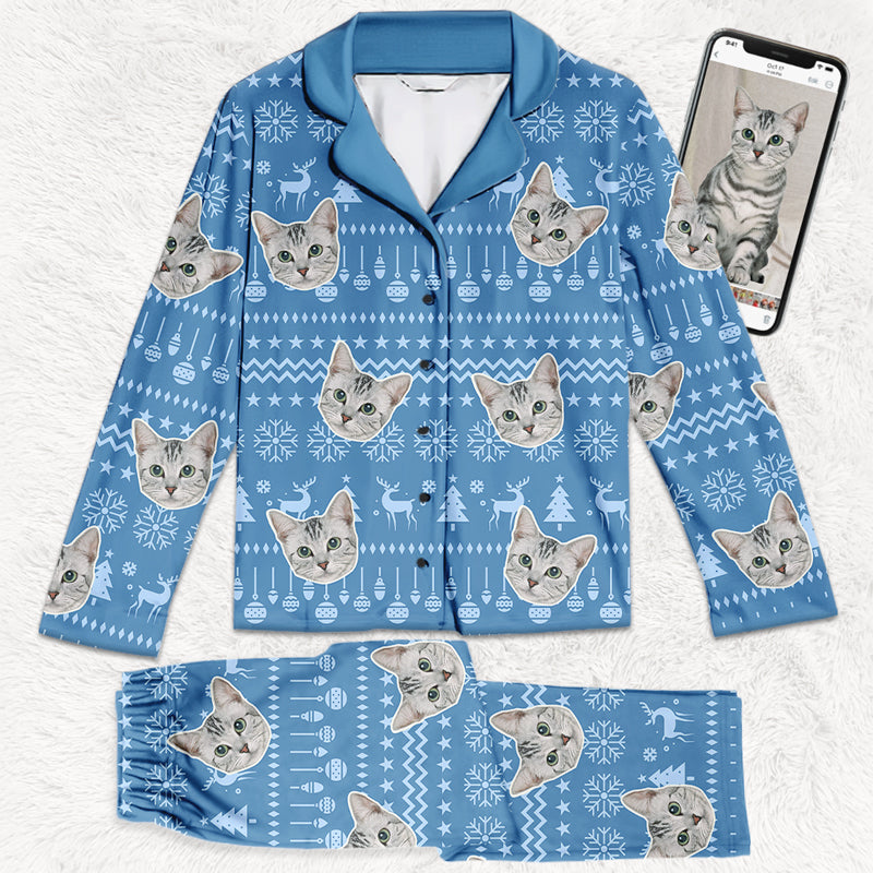 Custom Photo Have A Pawesome Christmas, Personalized Custom Face Photo Pajamas