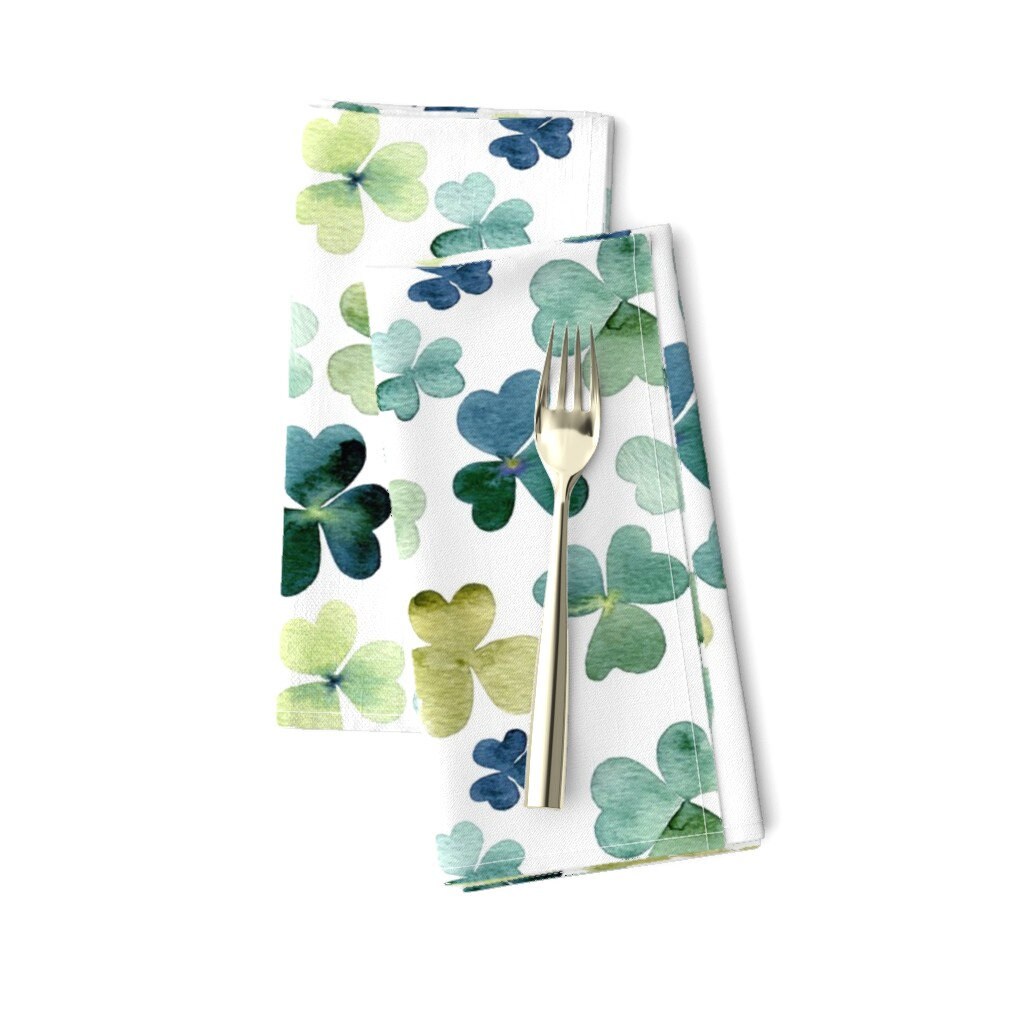 Shamrock Dinner Napkins - Shamrock Watercolor Garden - Clover Watercolor Irish Napkins