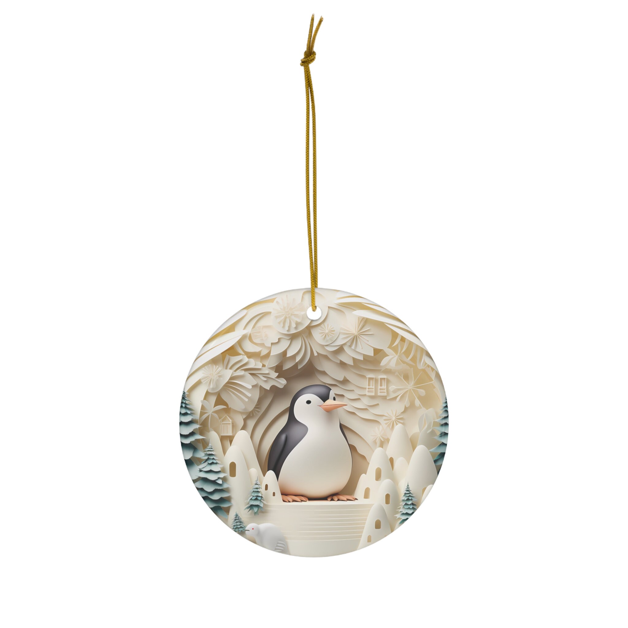 Winter Penguin Ceramic Ornament