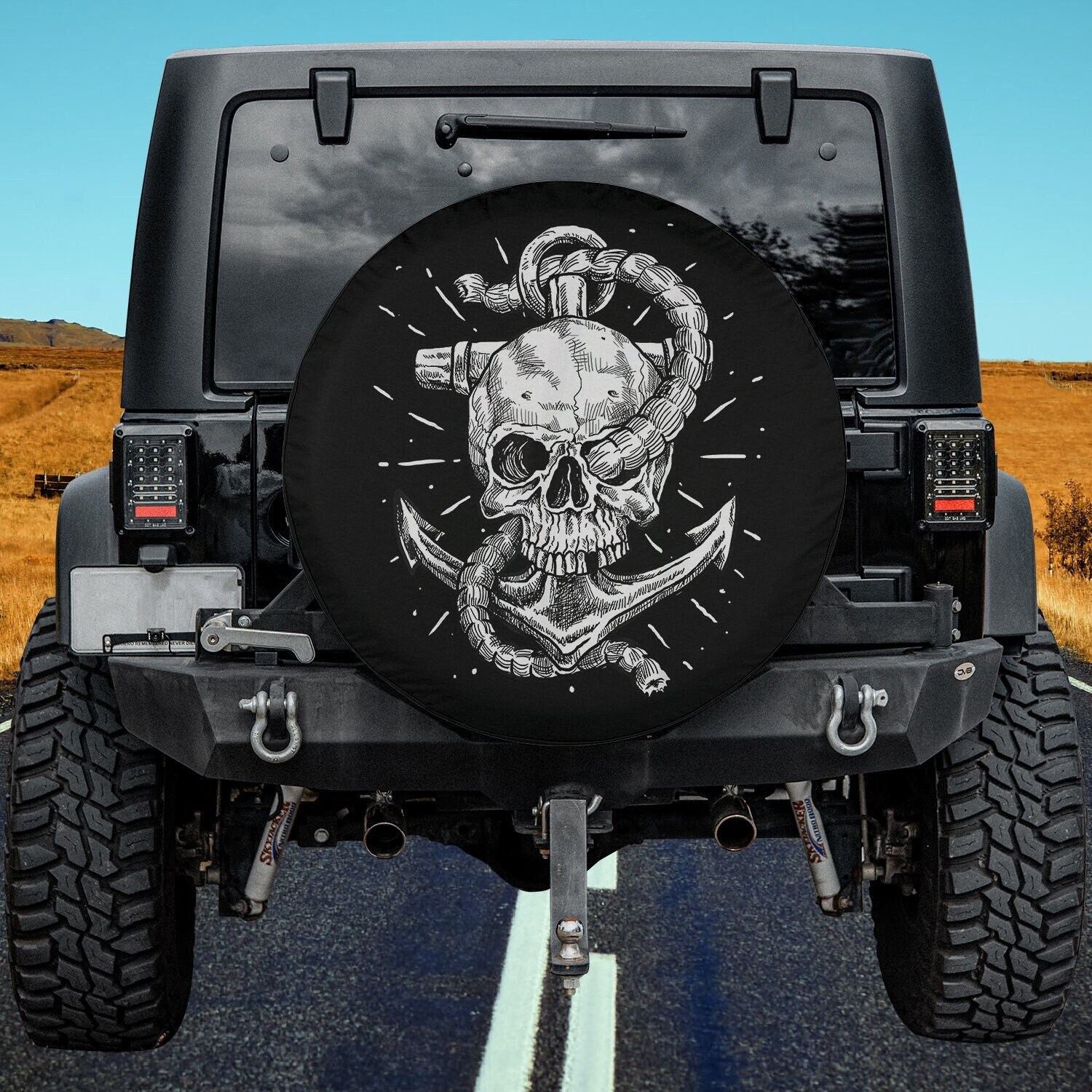 Anchor And Skull - Boat Captain Maritime Skeleton Spare Tire Cover