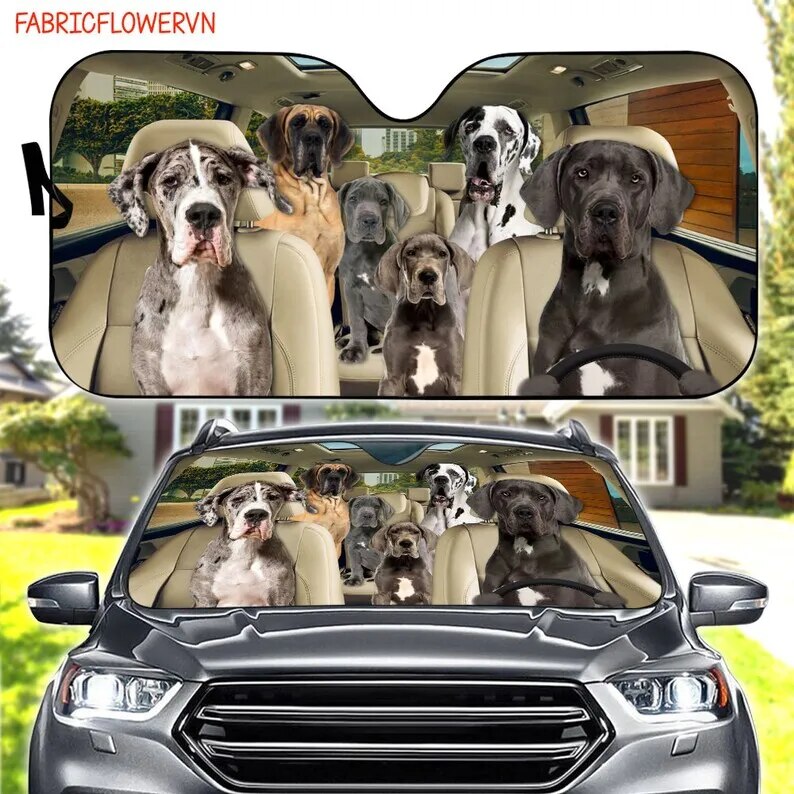 Great Dane Car Sunshade, Great Dane Car Decoration