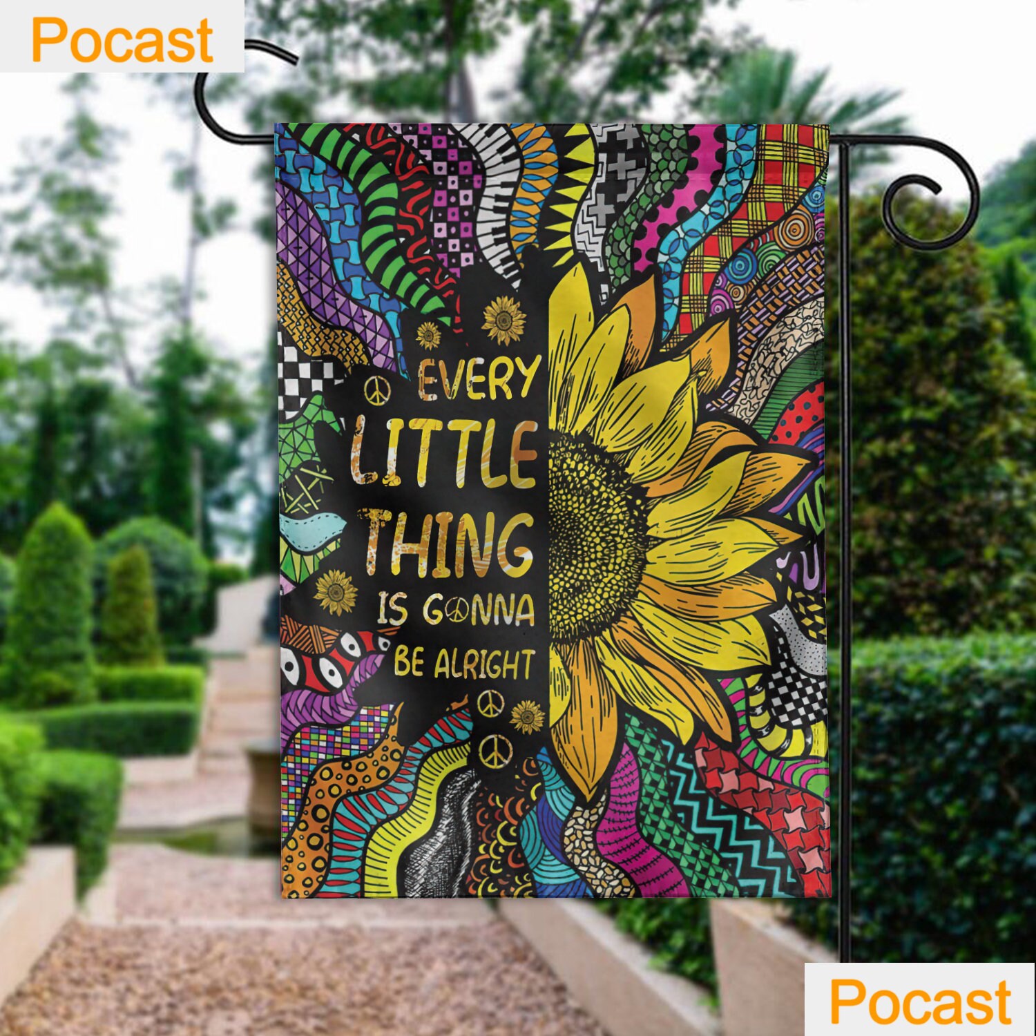 Every Little Thing Is Gonna Be Alright Hippie Sunflower Flag
