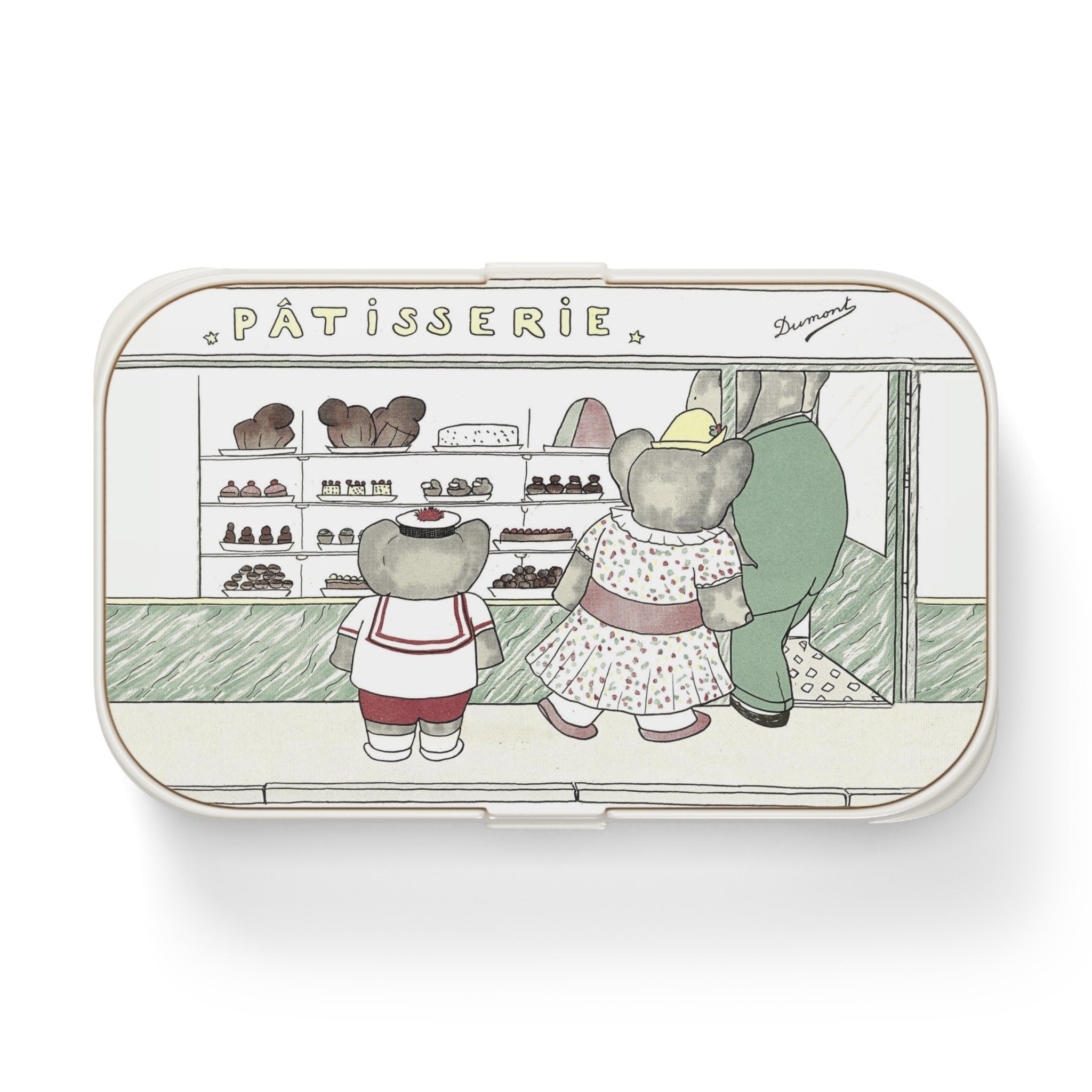 Babar Elephant Bento Box, Cute French Bakery Patisserie Children's Book Art
