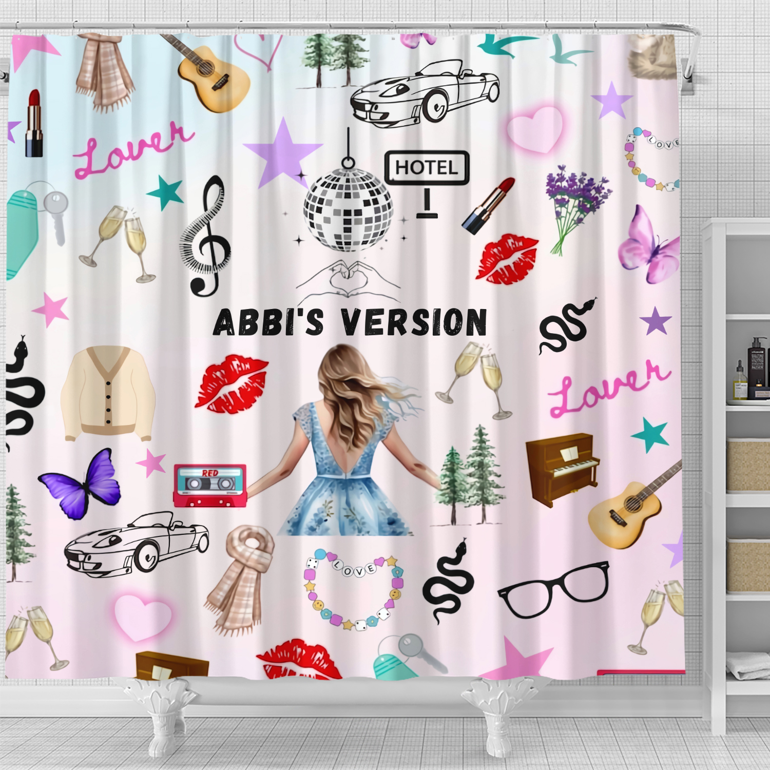 Personalized Taylorr Swifts Shower Curtain, Taylorr Swifts Bathroom Decor
