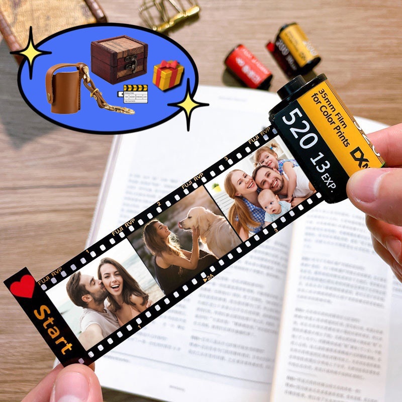 Personalized Photo Film Roll Keychains, Custom Picture Keyring