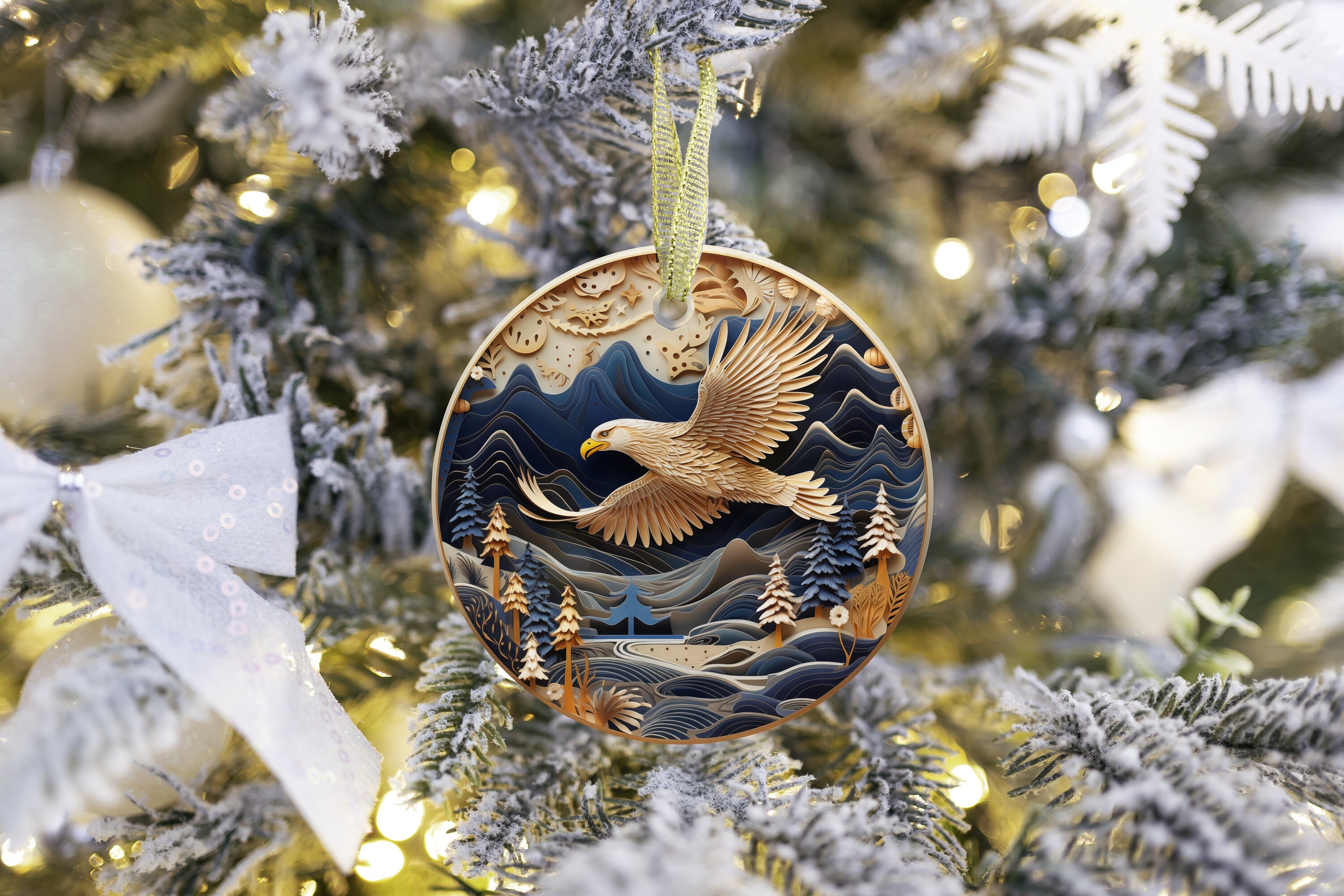 Acrylic Ornament, Winter, Golden Eagle Ornament