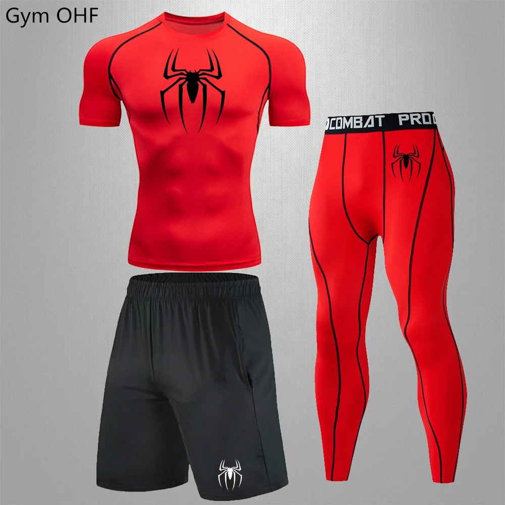 Spider Men's Tracksuit Compression Sport Suit Gym Fitness Clothes Running Jogging Sport