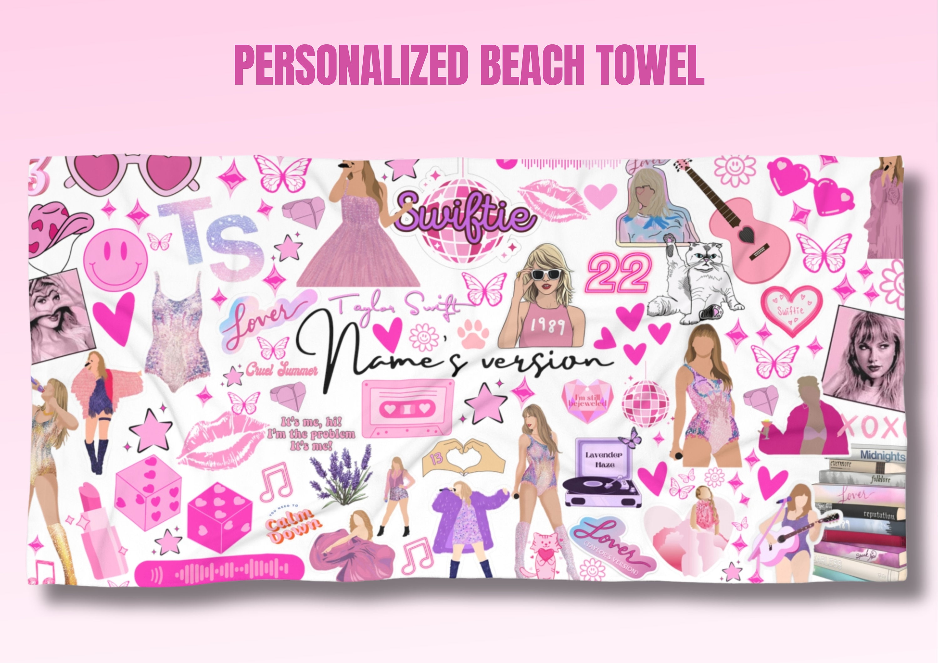 Personalized Taylorr Swifts Inspired Beach Towel