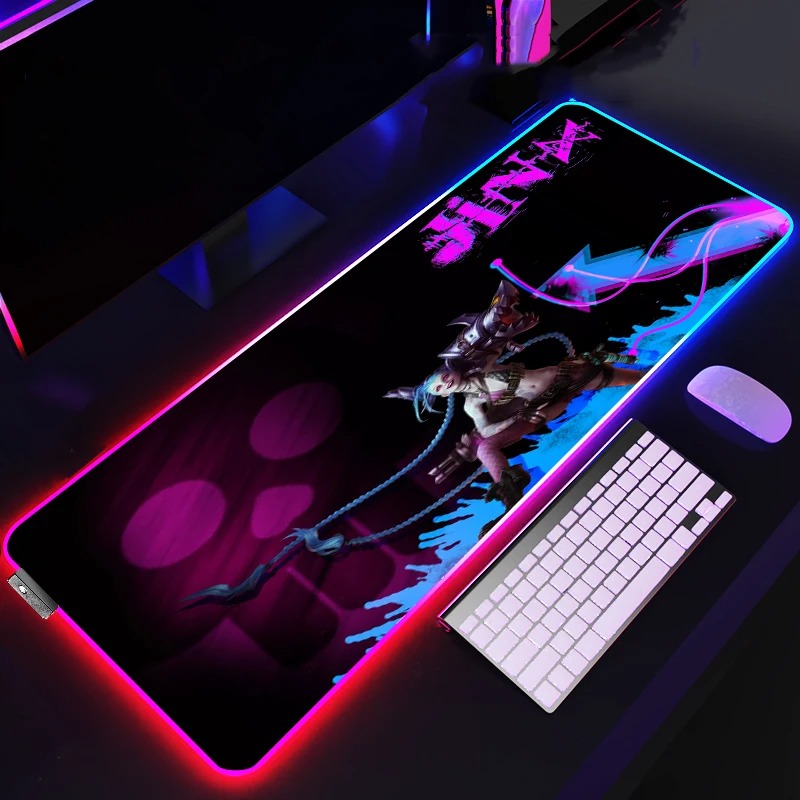 Mousepad Gamer Lol Jinx Pad Mouse Mat League Of Legends Rgb Led Game Mats