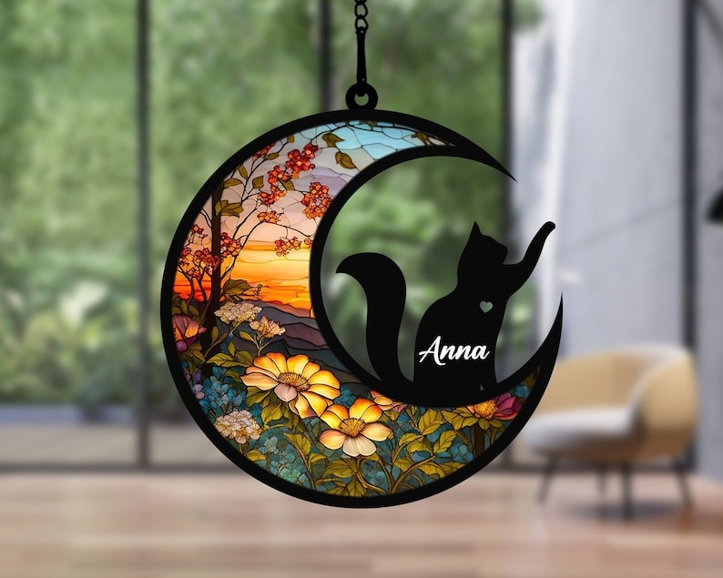 Custom Cat Memorial Gift - Sympathy Suncatcher Ornament