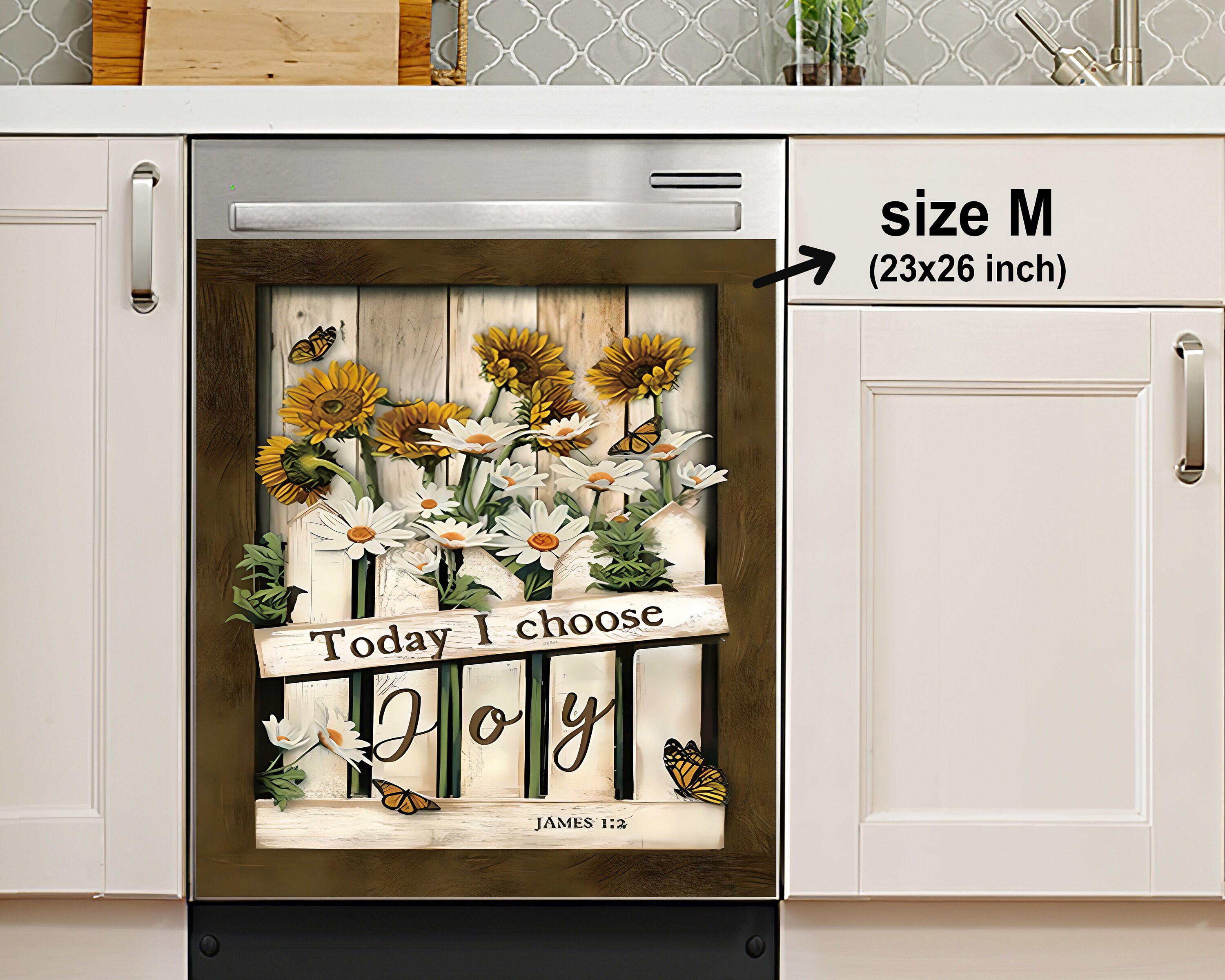 Garden Daisy Flower Sunflower Orange Butterfly Dishwasher Cover