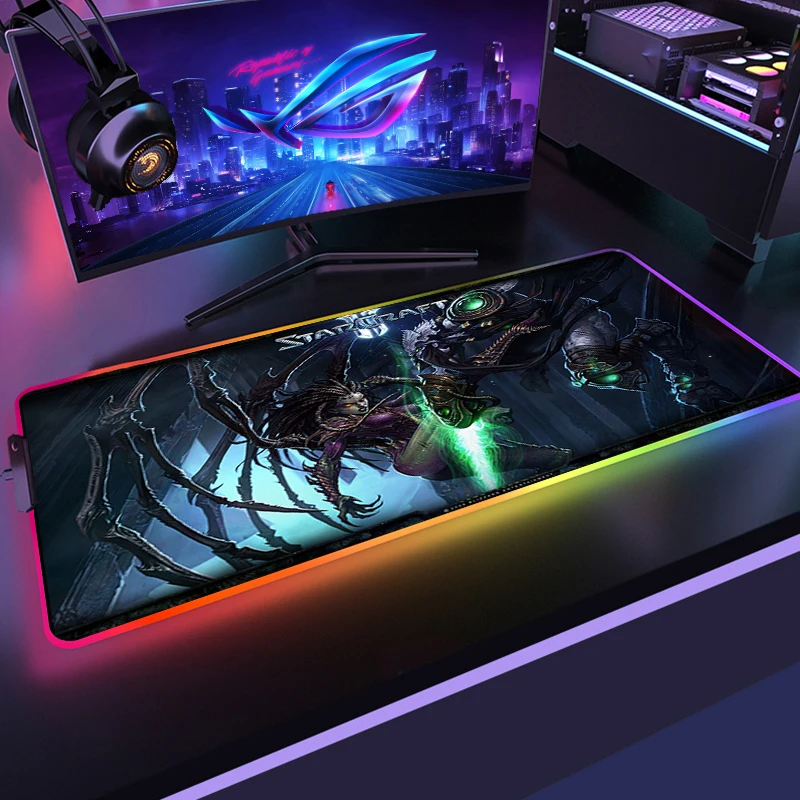 Starcraft Rgb Mouse Pad Gaming Accessories Computer Large Mousepad Led Gamer Mousepad