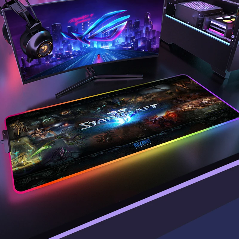 Starcraft Rgb Mouse Pad Gaming Accessories Computer Large Mousepad Led Gamer Mousepad