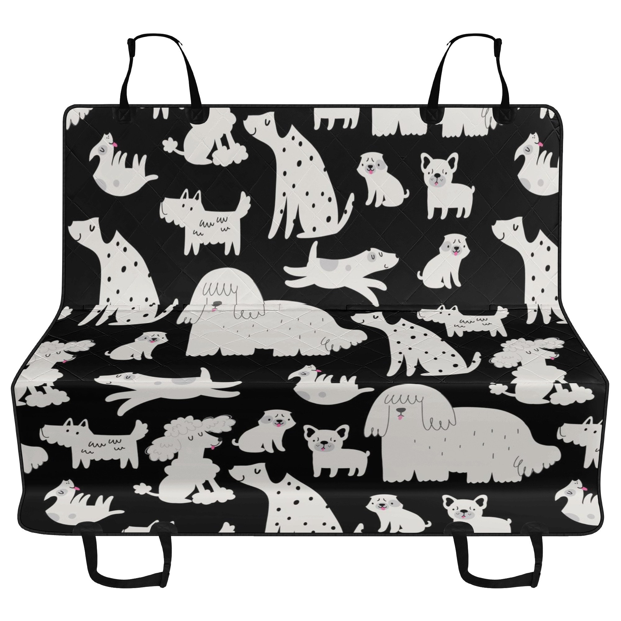 Cute Cartoon Doodle Dog Car Pet Seat Cover, Animal Dog Hammock For Back Seat