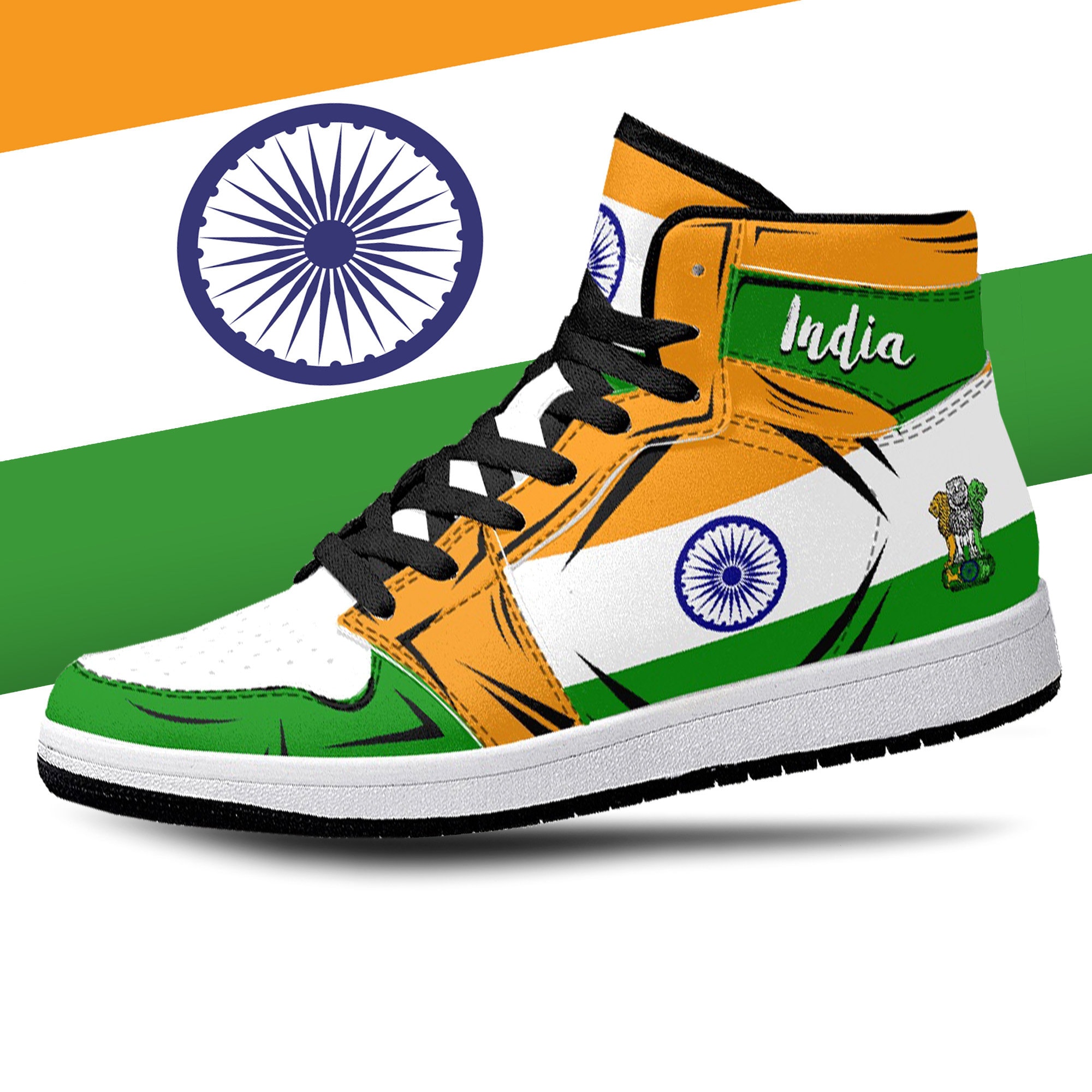 India Flag Sneakers, National Flag, India, Indian Flag Shoes, Flag Of India