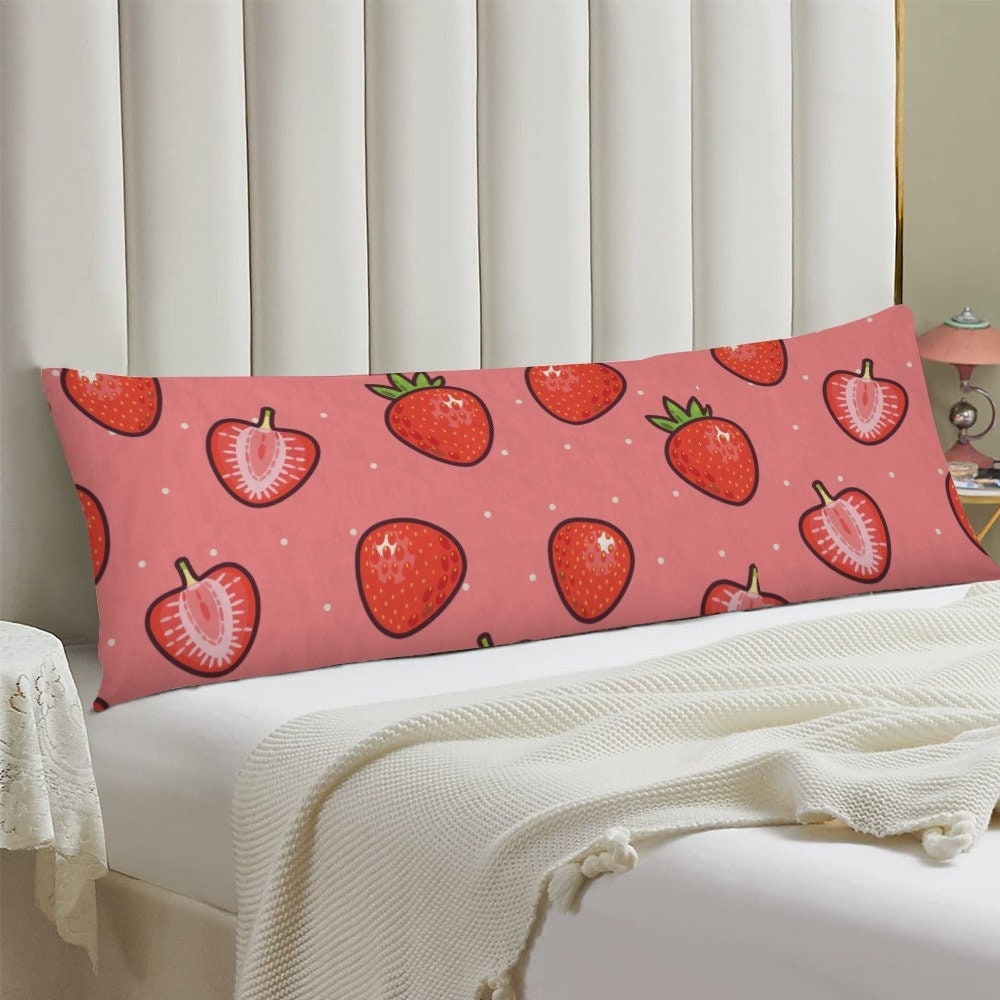 Kawaii Strawberry Pillowcase, Strawberry Body Pillow Case
