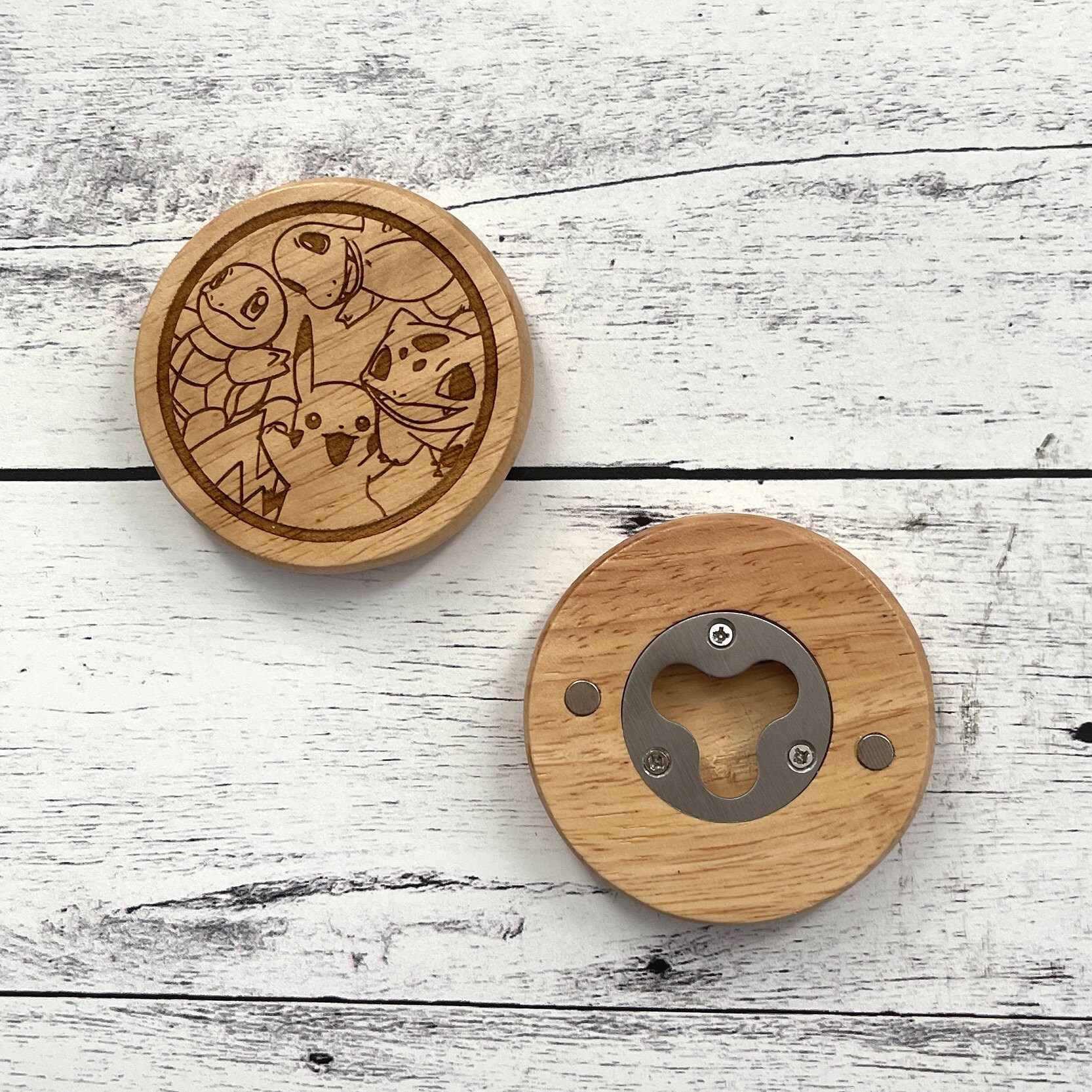 Pkm Pika, Bulbasaur, Squirtle & Charmander Engraved Bottle Opener