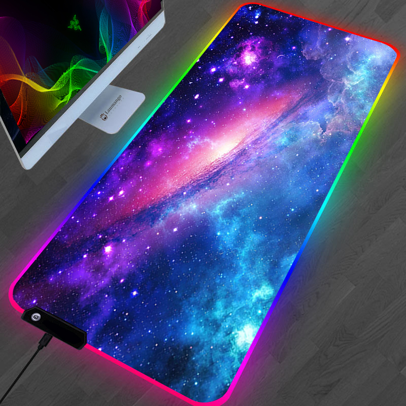 Rgb Galaxy Milky Way Mouse Pad Kawaii Gaming Computer Varmilo Keyboard Desk Mat Mousepad