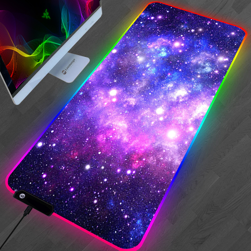 Rgb Galaxy Milky Way Mouse Pad Kawaii Gaming Computer Varmilo Keyboard Desk Mat Mousepad