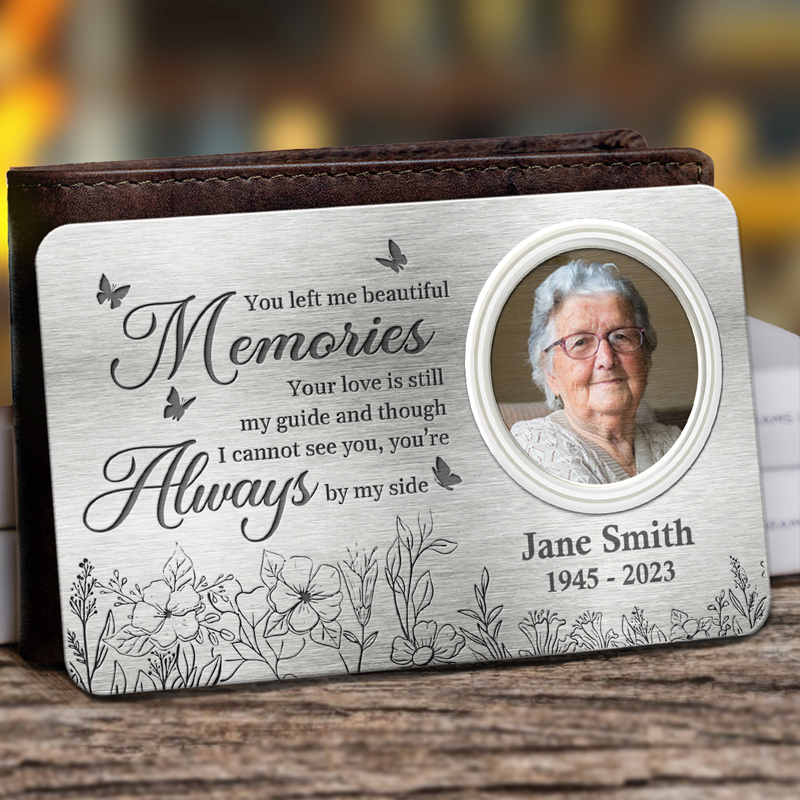 Discover Custom Photo Your Love Is Still My Guide - Memorial Personalized Custom Aluminum Wallet Card - Sympathy Gift For Family Members