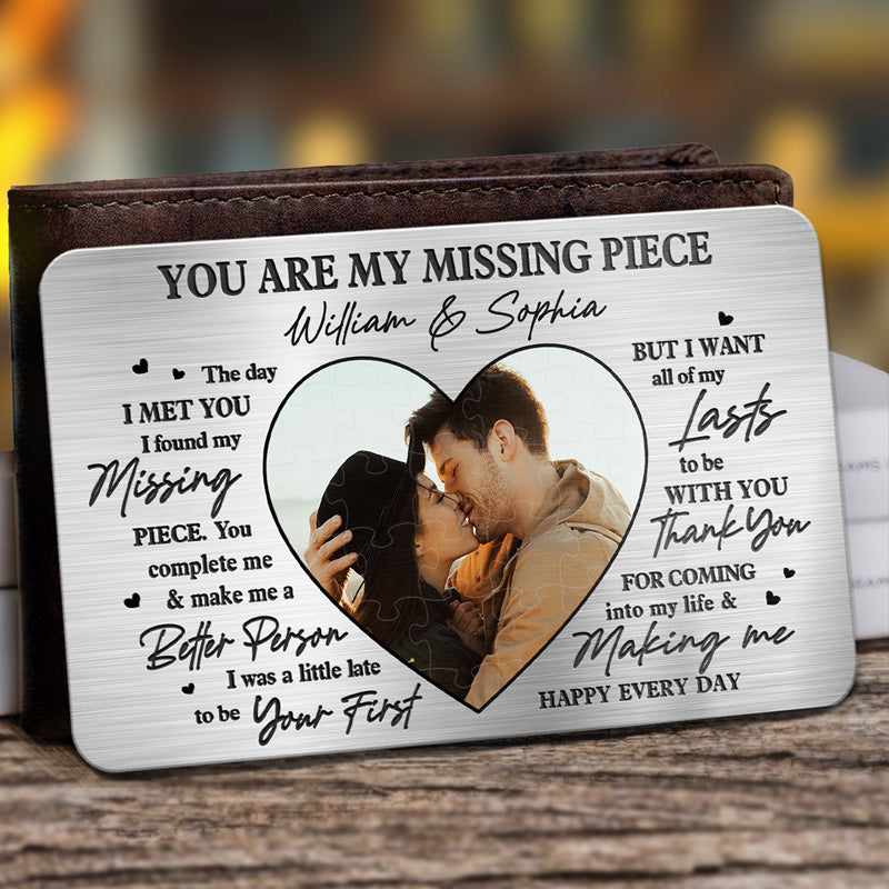 Discover Custom Photo You Are My Missing Piece - Couple Personalized Custom Aluminum Wallet Card - Gift For Husband Wife, Anniversary