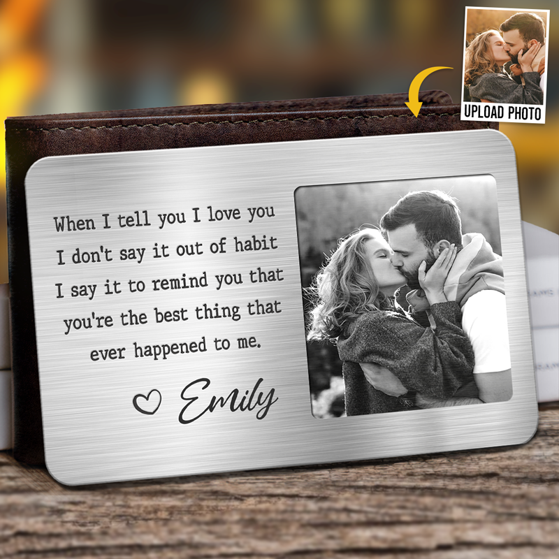 Discover Custom Photo Dear Love Of My Life - Couple Personalized Custom Aluminum Wallet Card - Gift For Husband Wife, Anniversary